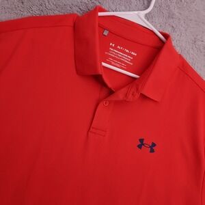 Under Armour Performance Polo Shirt Mens XLT XL TALL Loose Fit Golf Red Casual